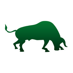 silhouette of bull icon over white background. vector illustration
