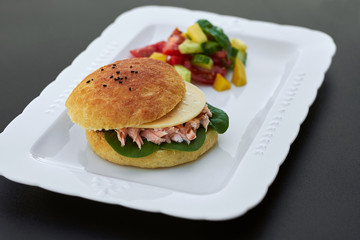 Burger on the white pallet