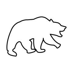 silhouette of grizzly bear icon over white background. vector illustration