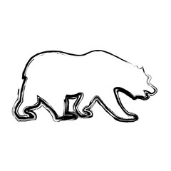 silhouette of grizzly bear icon over white background. vector illustration
