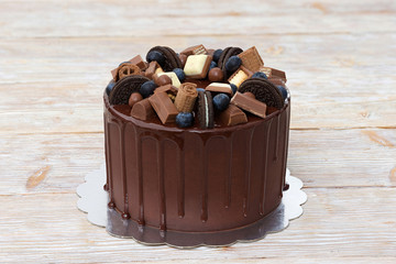 Chocolate cake with chocolate icing