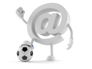 E-mail character with soccer ball