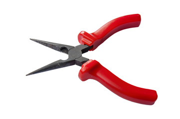Red and black pointed pincers craft isolated on white