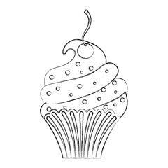 little delicious creamy cupcake vector illustration graphic design
