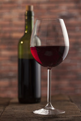 Wine glass and bottle