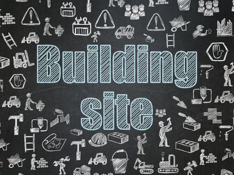 Building construction concept: Building Site on School board background