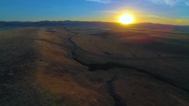 Central California Farmland Field Sunset Mountains
