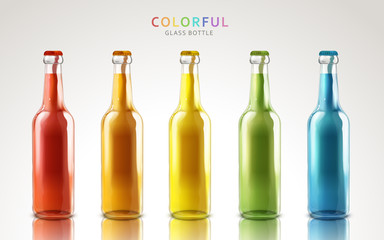 colorful glass bottles