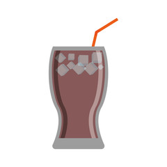 glass with drink and straw icon over white background. vector illustration