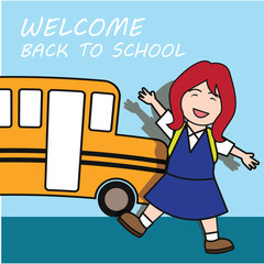 welcome back to school cartoon concept. vector illustration
