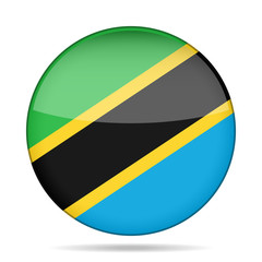 Flag of Tanzania. Shiny round button.