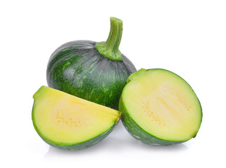 young green pumpkin isolated on white background