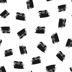 Scribbles drawn by hand with a brush. Seamless pattern. Grunge, sketch.