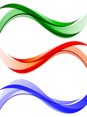 set of wavy banners  blue, red, orange, green.