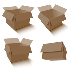 Collection of brown box packaging in different angle