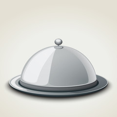 Grey kitchen tray for restaurant, icon, isolated on white