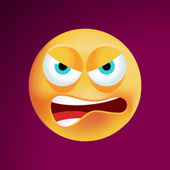 Cute Angry Emoticon on Black Background. Isolated Vector Illustration 