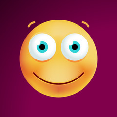 Cute Happy Emoticon on Black Background. Isolated Vector Illustration 