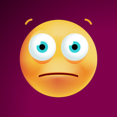 Cute Confused Emoticon on Black Background. Isolated Vector Illustration 