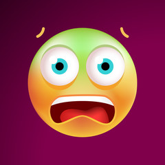 Cute Scared Emoticon on Black Background. Isolated Vector Illustration 