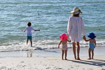 Family Looks Out at Gulf
