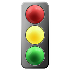 Realistic cartoon traffic lights icon isolated on white