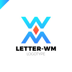 Bank or finance organization letter M or W logo template. Marketing rate simple logotype