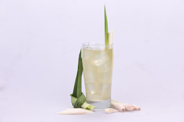 Pandan juice with lemongrass  white backdrop