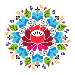 Russian inspired folk art pattern - colorful floral composition