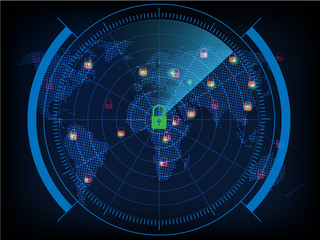 Ransomware alert, technology ,cyber secueity,cybercrime,world map  ,world map  furnished by NASA and draw by illustrator cc.