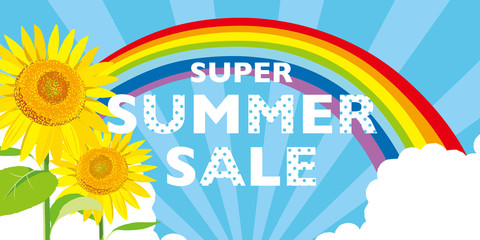 Fototapeta premium ひまわり サマーセール ポスター