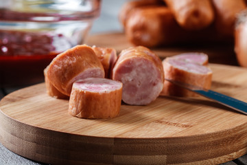     Ingredients ready for preparing German currywurst with curry sausage