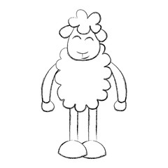 cute sheep drawing character vector illustration design