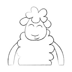 cute sheep drawing character vector illustration design