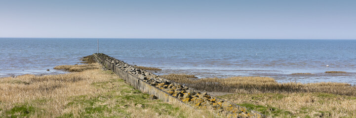 Holzbuhnen im Nationalpark Niedersächsisches Wattenmeer, Cuxhaven, Nordsee, Niedersachsen,...
