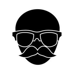 man with glasses icon over white background. vector illustration