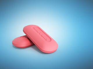Vitamin pills 3d render on blue background