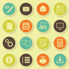 Computer and organizer icons in bright colors. Vector buttons