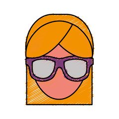 woman with glasses icon over white background. vector illustration