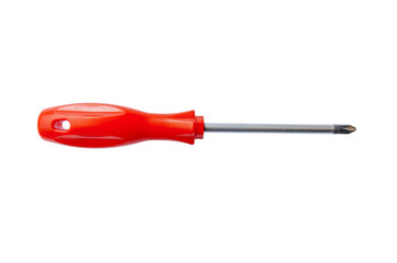 Red shiny metal and plastic tool screwdriver for repair