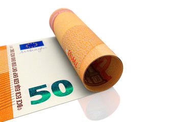 50 Euro aufgerollt