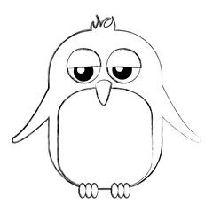 cute penguin sad kawaii character vector illustration design