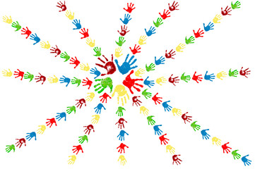 Sonne Sonnenstrahlen aus Handabdrücken