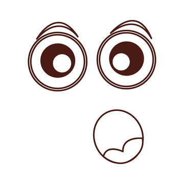 surpresed emogy face kawaii character vector illustration design