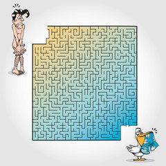 Labyrinth with pelican stealing a pair of boardshorts 