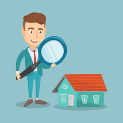 Man looking for house vector illustration.