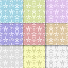 Colored flower seamless background. Collection of ornaments