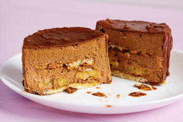 Cut mousse pastry cake dessert
