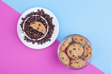 Healthy cookies with chocolate and coffee