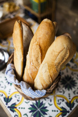 Rustic bread loaf in a basket